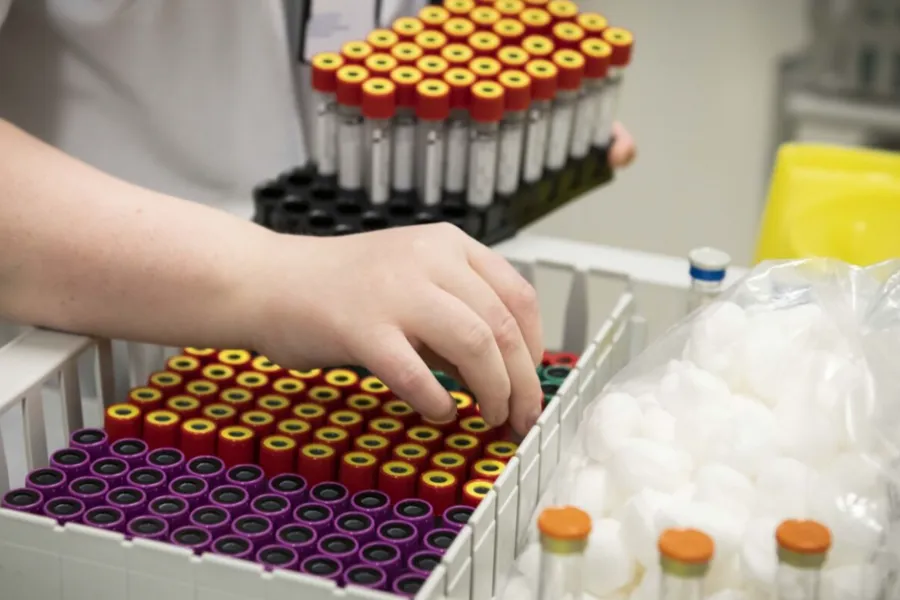 Hånd som sorterer prøvesvar