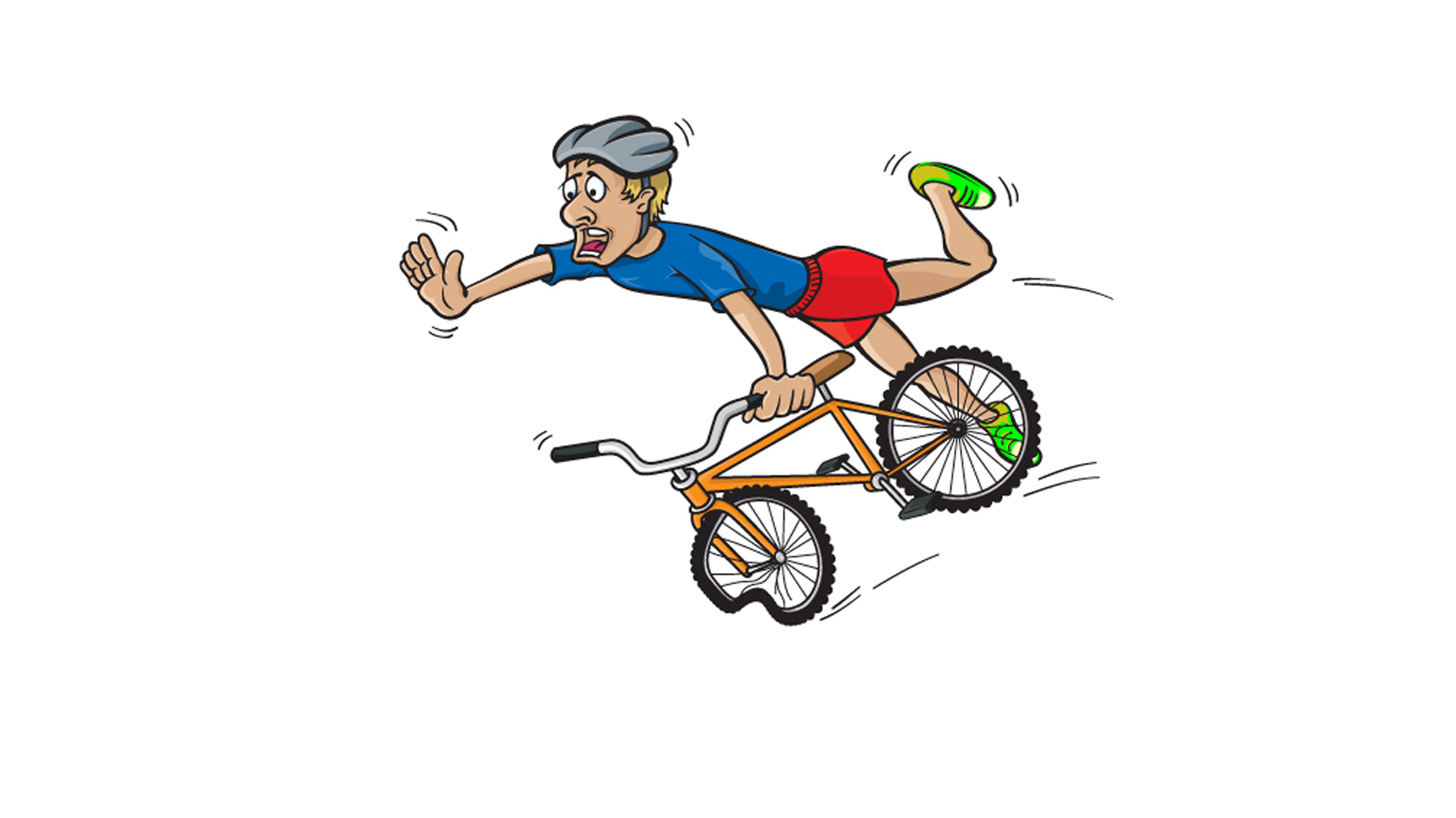 Tegning av person på sykkel som er i ferd med å velte