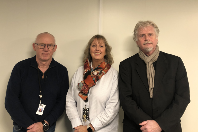 Prosjektleder/delprosjektleder teknologi Arild H. Aasen, prosjektkoordinator Elin K. Vestly og delprosjektleder fag/psykologspes
