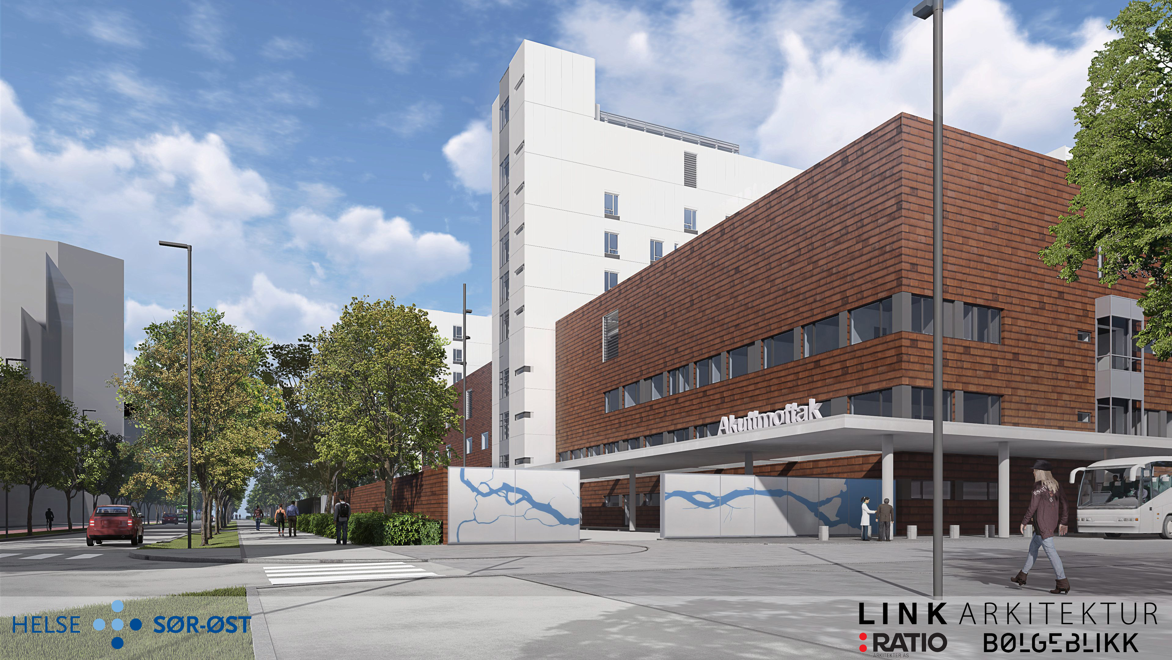 A large building with a street in front of it