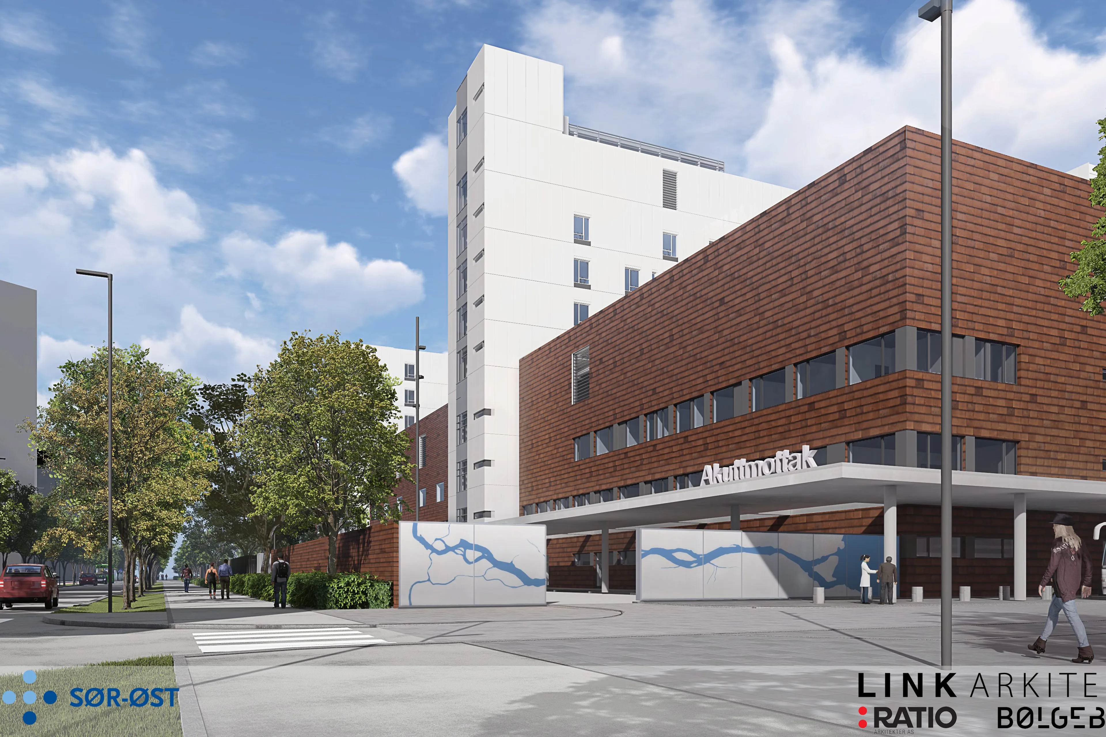 A large building with a street in front of it