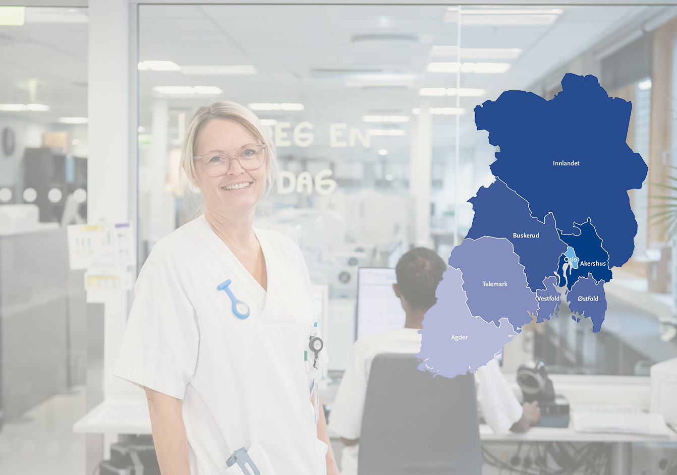 A woman standing in front of a display of a blue and white robot