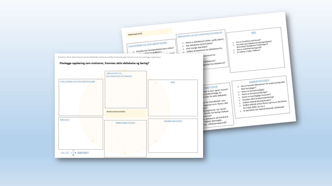 Bilde av to dokumenter som er skjema man kan laste ned og fylle inn for å planlegge opplæringstiltak, du kan klikke på bildet for å laste ned skjema