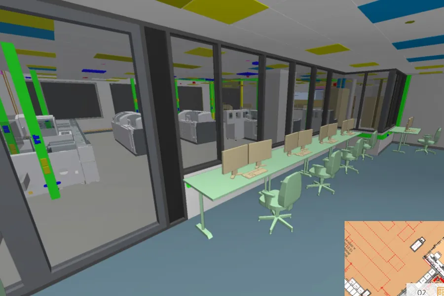 Et rom med bord og stoler