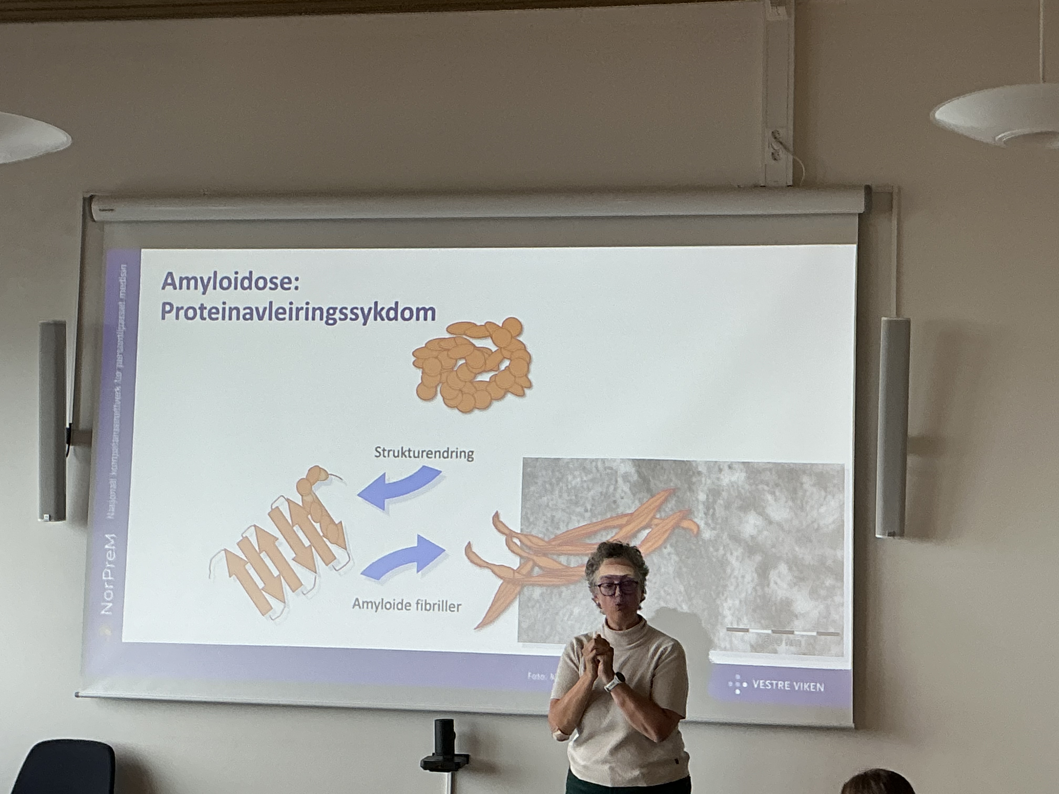 En person som står foran en projeksjonsskjerm