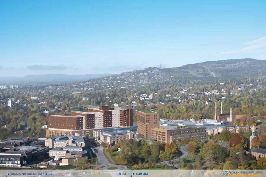 Illustrasjon av Nye Rikshospitalet