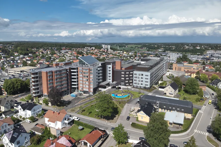 Flyfoto av sykehuset i Tønsberg